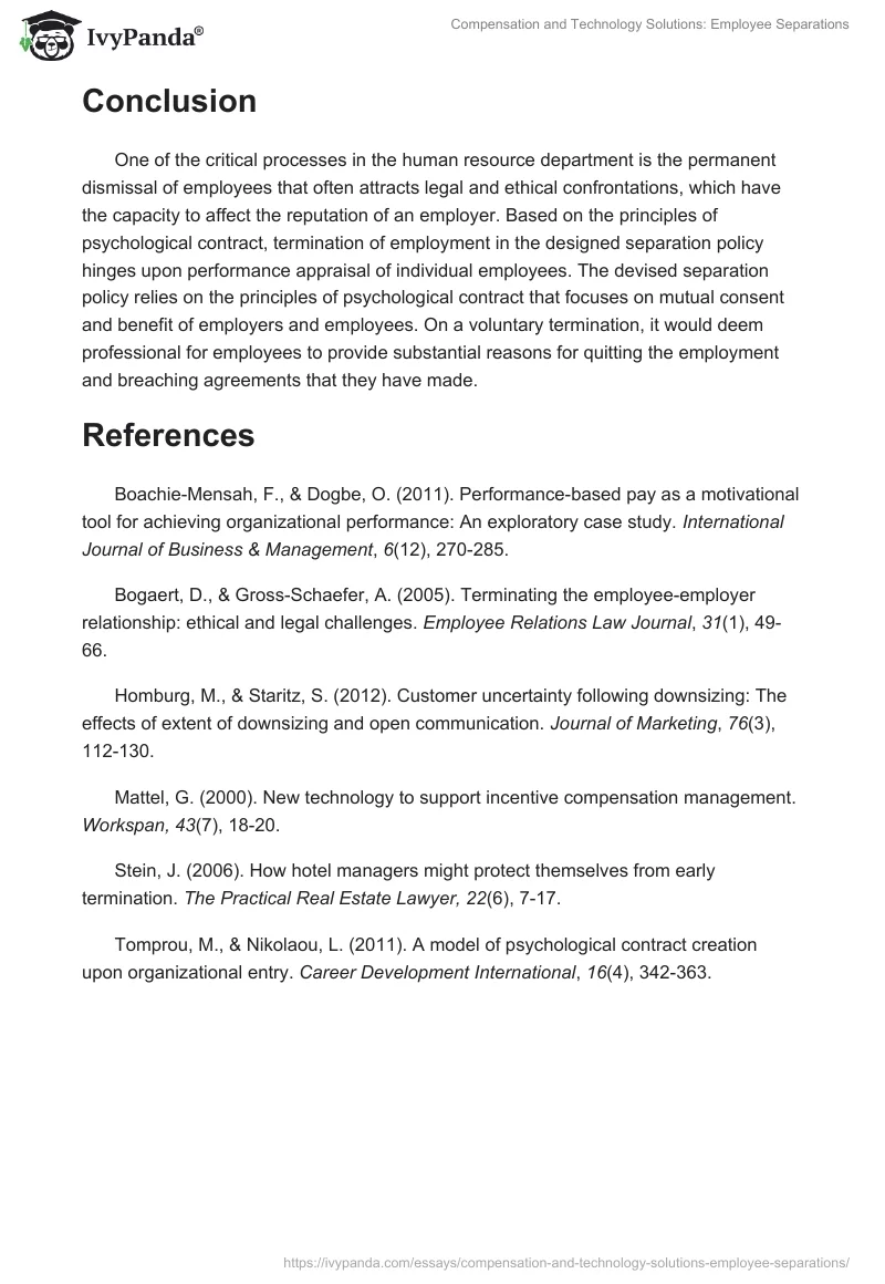 Compensation and Technology Solutions: Employee Separations. Page 5