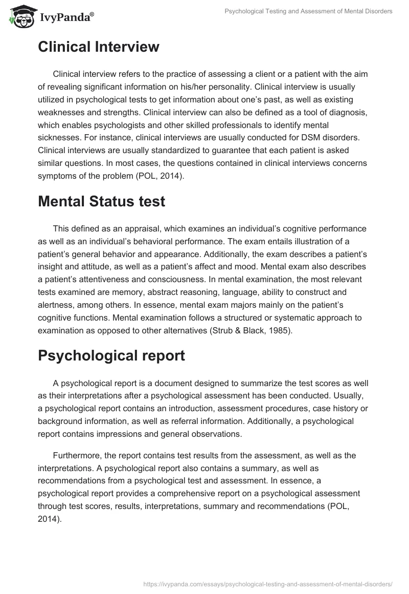 Psychological Testing and Assessment of Mental Disorders. Page 2