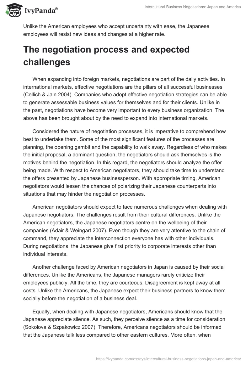 Intercultural Business Negotiations: Japan and America. Page 3