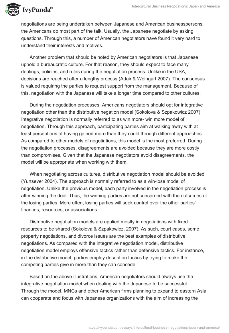 Intercultural Business Negotiations: Japan and America. Page 4