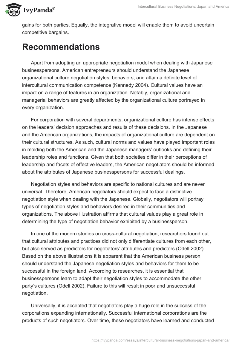 Intercultural Business Negotiations: Japan and America. Page 5