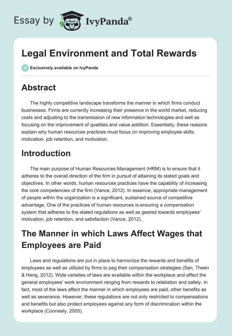 Legal Environment and Total Rewards. Page 1