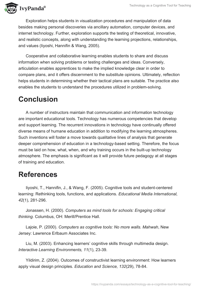 Technology as a Cognitive Tool for Teaching. Page 3