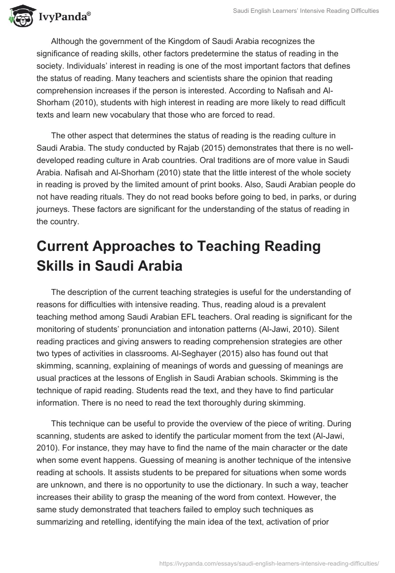 Saudi English Learners’ Intensive Reading Difficulties. Page 3