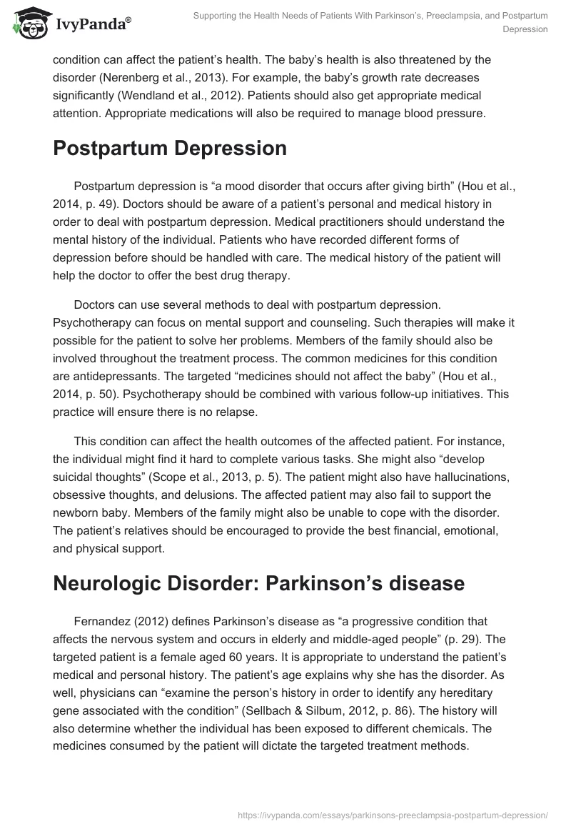 Supporting the Health Needs of Patients With Parkinson’s, Preeclampsia, and Postpartum Depression. Page 2