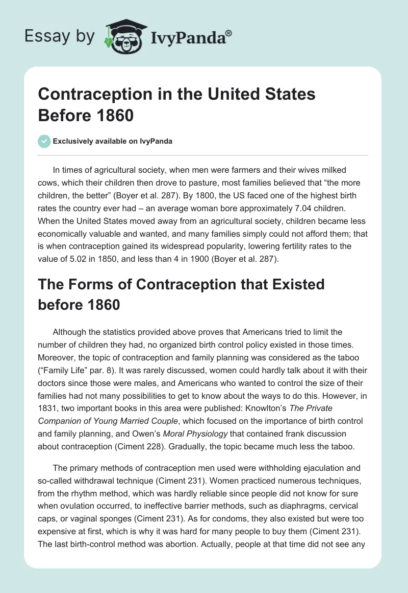 Contraception in the United States Before 1860. Page 1