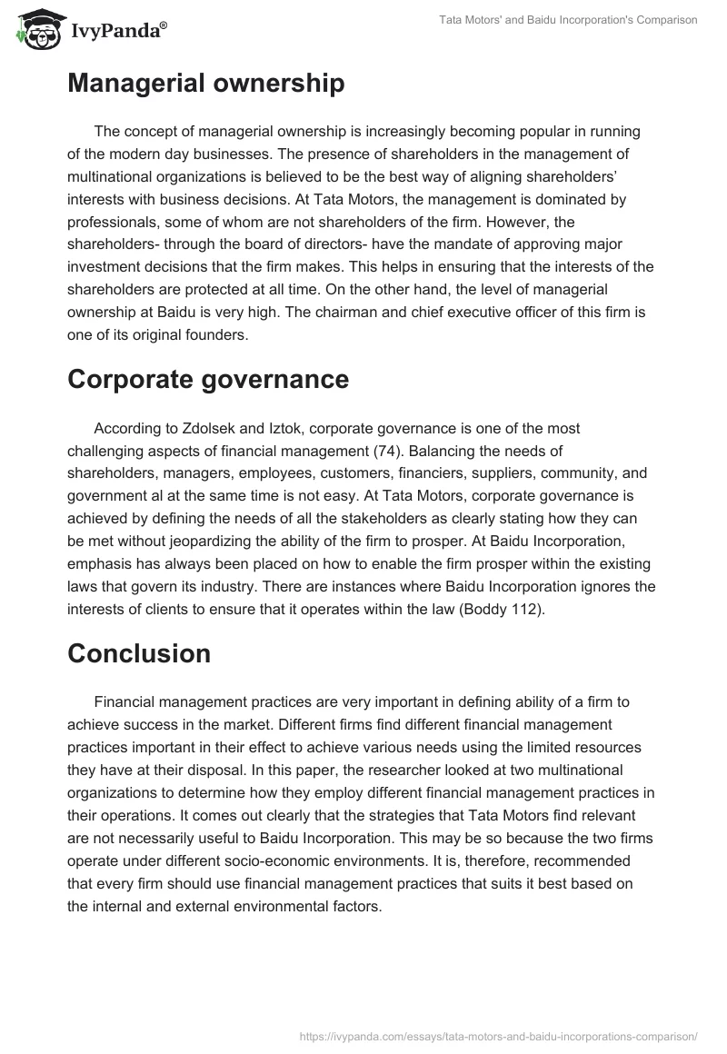 Tata Motors' and Baidu Incorporation's Comparison. Page 5