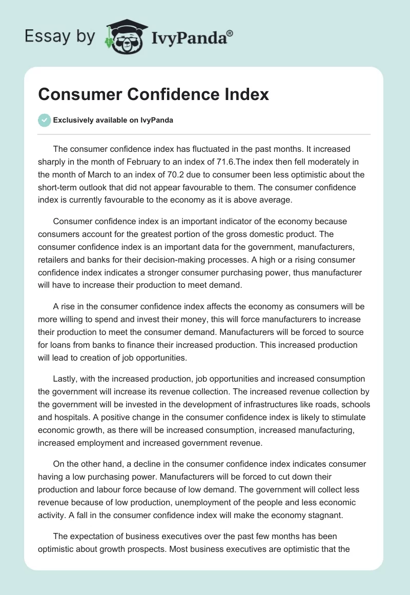 Consumer Confidence Index. Page 1