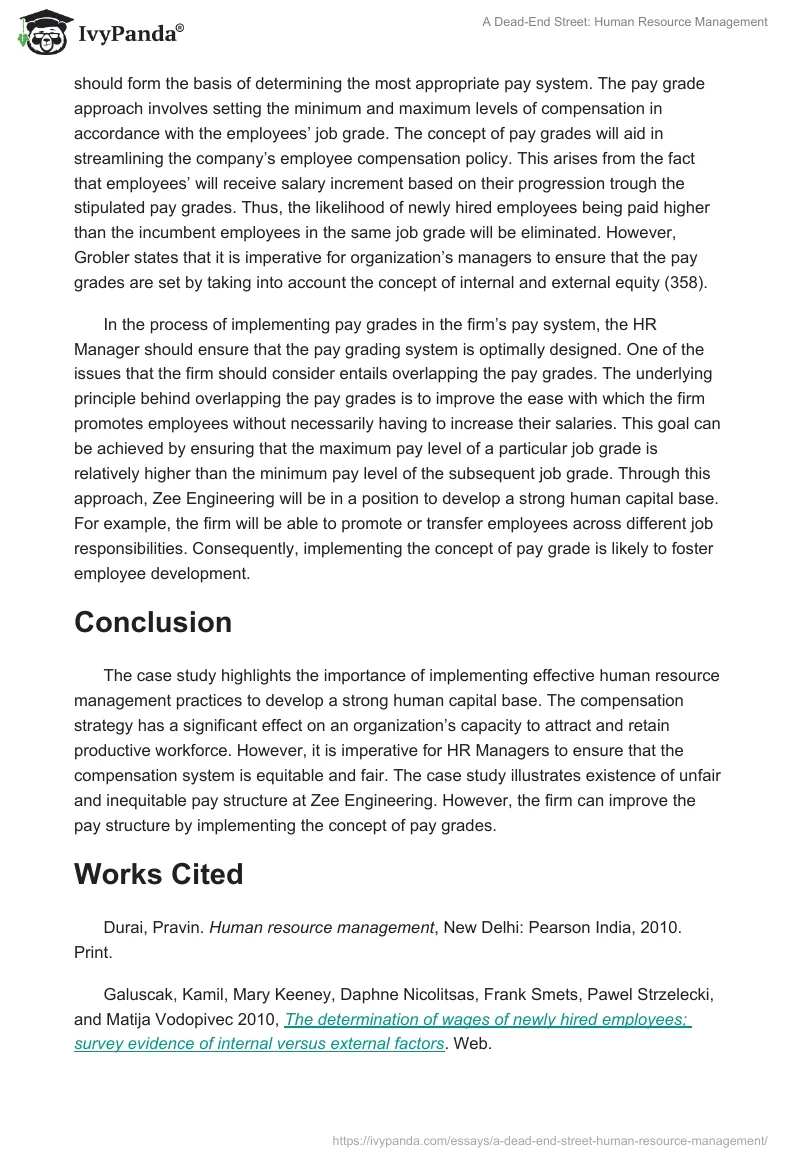 "A Dead-End Street": Human Resource Management. Page 5