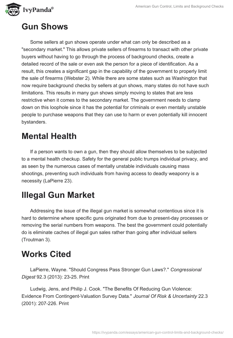 American Gun Control, Limits and Background Checks. Page 2