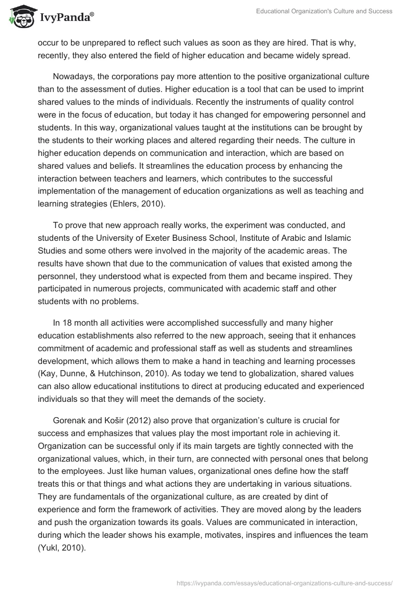 Educational Organization's Culture and Success. Page 3