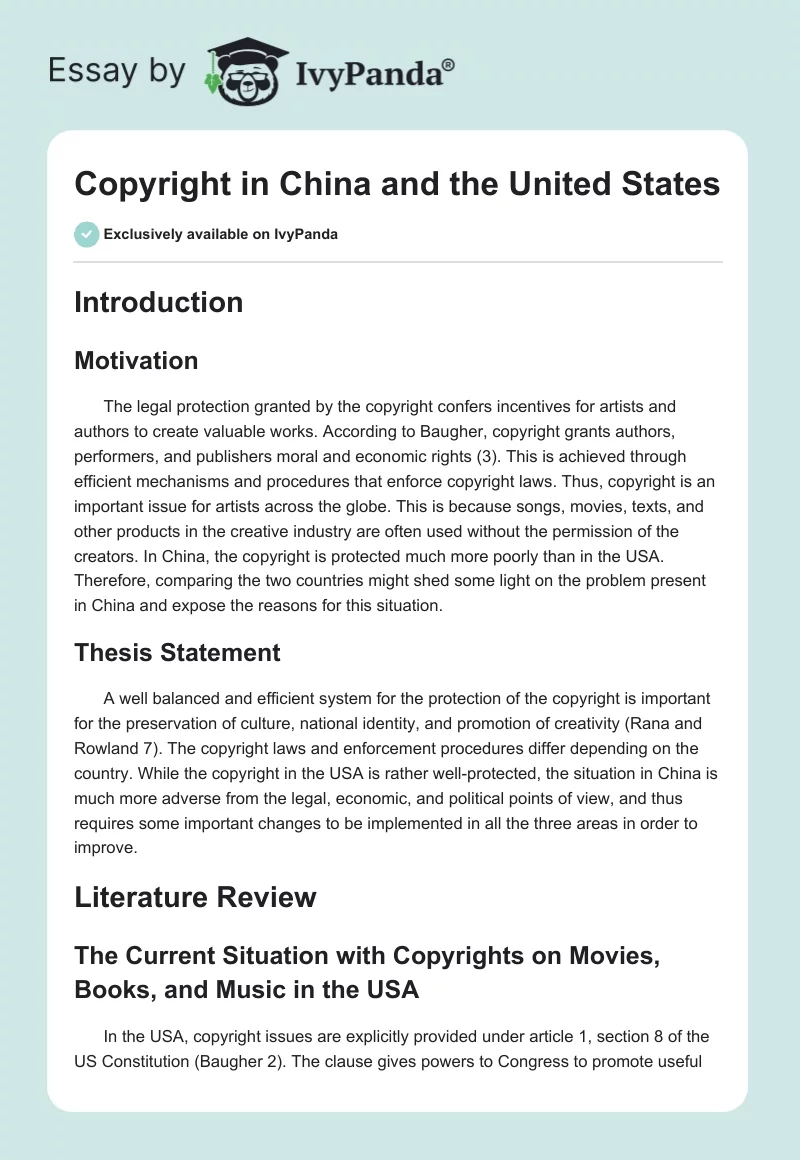 Copyright in China and the United States. Page 1
