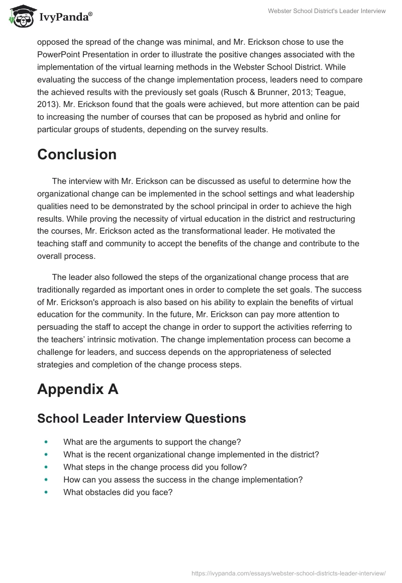 Webster School District's Leader Interview. Page 4