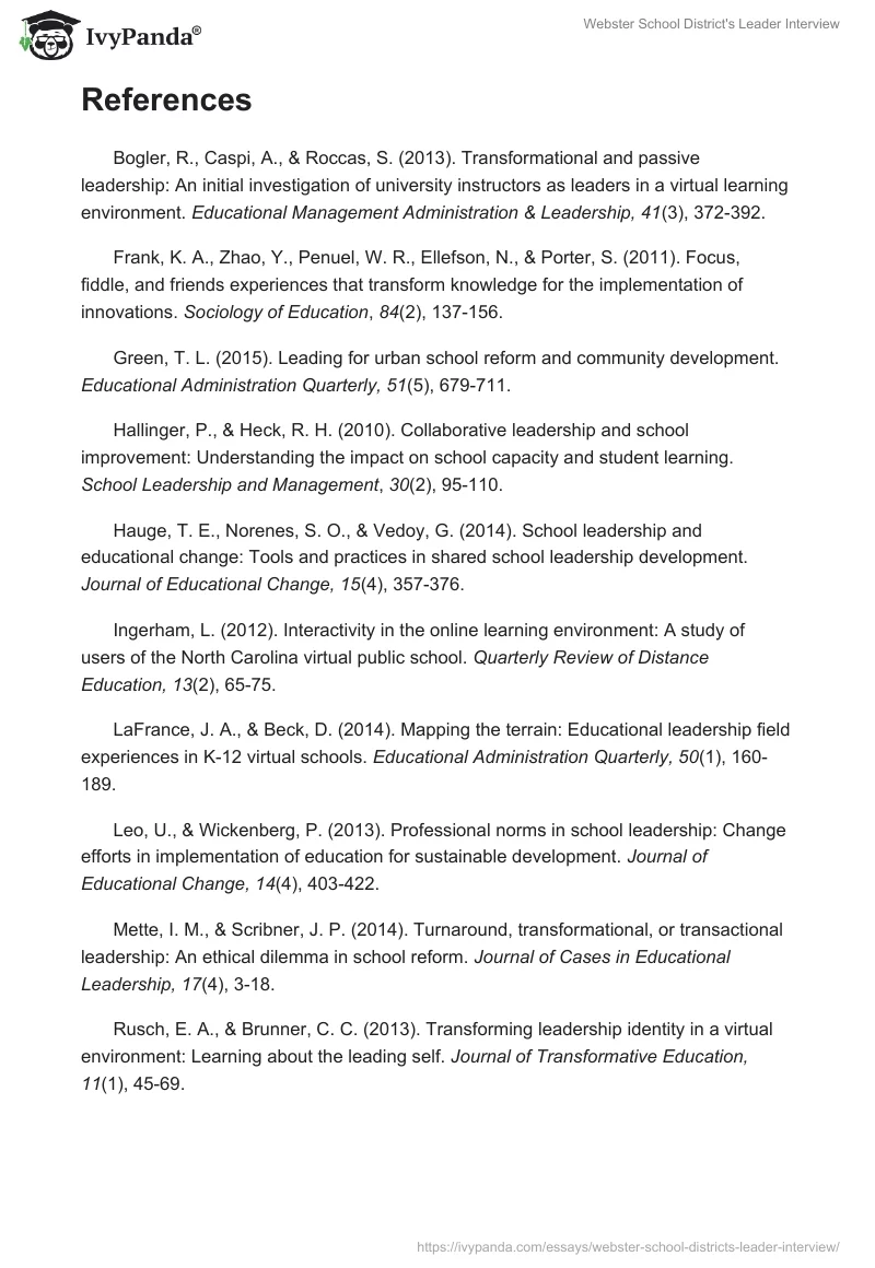 Webster School District's Leader Interview. Page 5