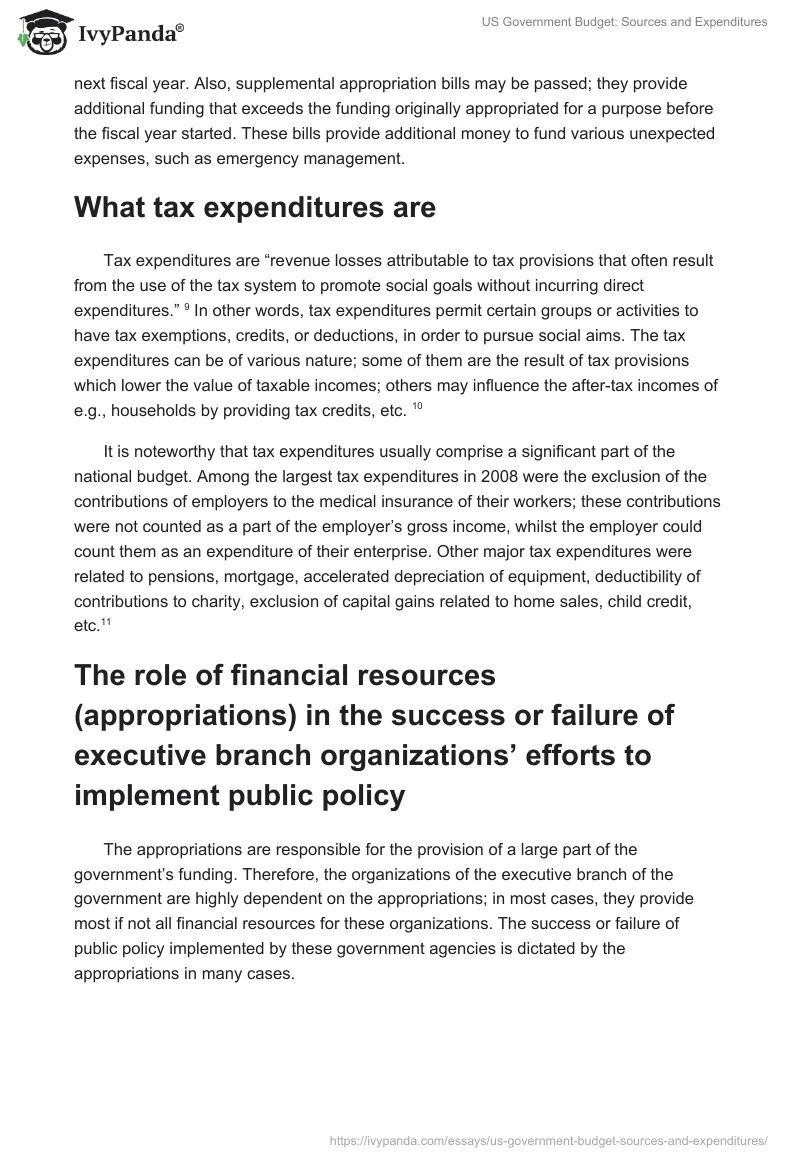 US Government Budget: Sources and Expenditures. Page 2