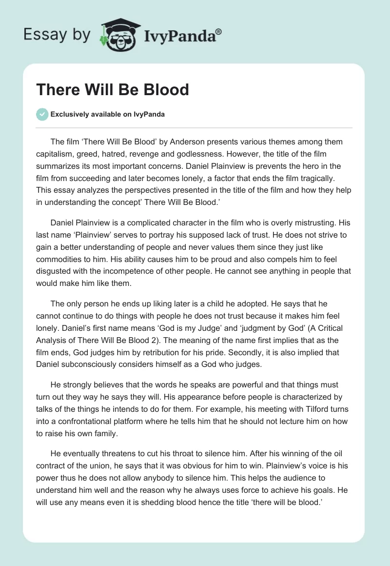 There Will Be Blood. Page 1