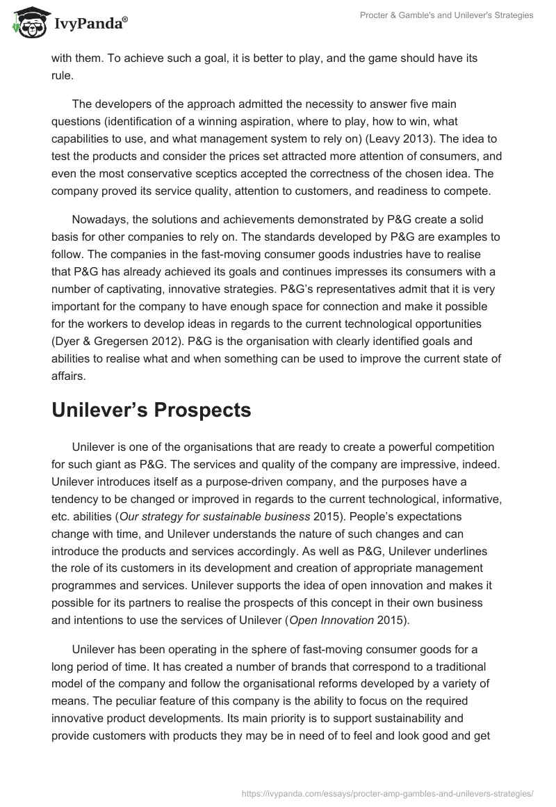 Procter & Gamble's and Unilever's Strategies. Page 2