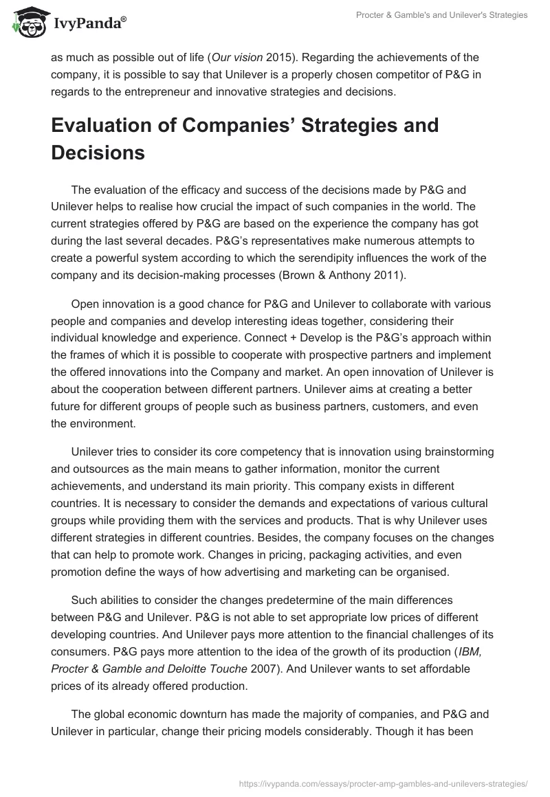 Procter & Gamble's and Unilever's Strategies. Page 3