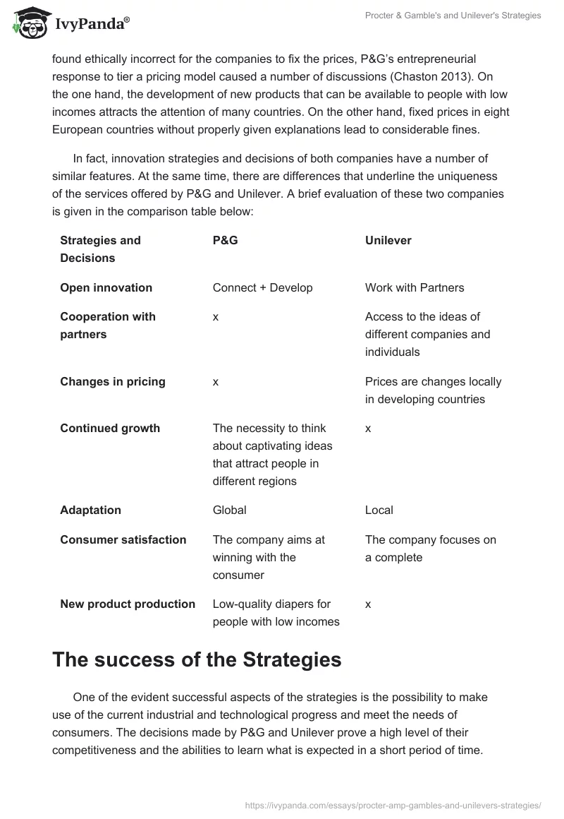 Procter & Gamble's and Unilever's Strategies. Page 4