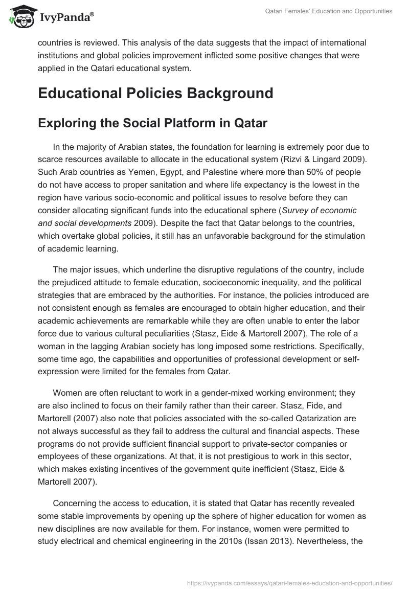 Qatari Females’ Education and Opportunities. Page 2