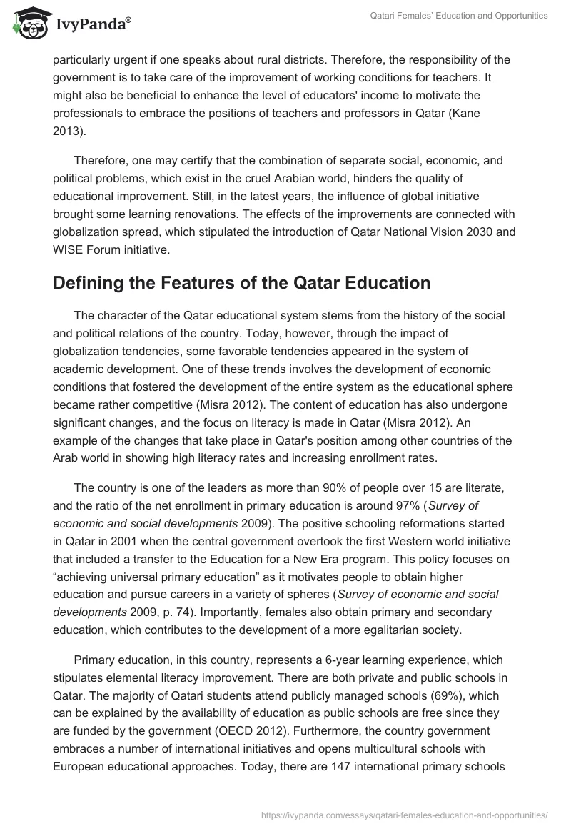 Qatari Females’ Education and Opportunities. Page 4
