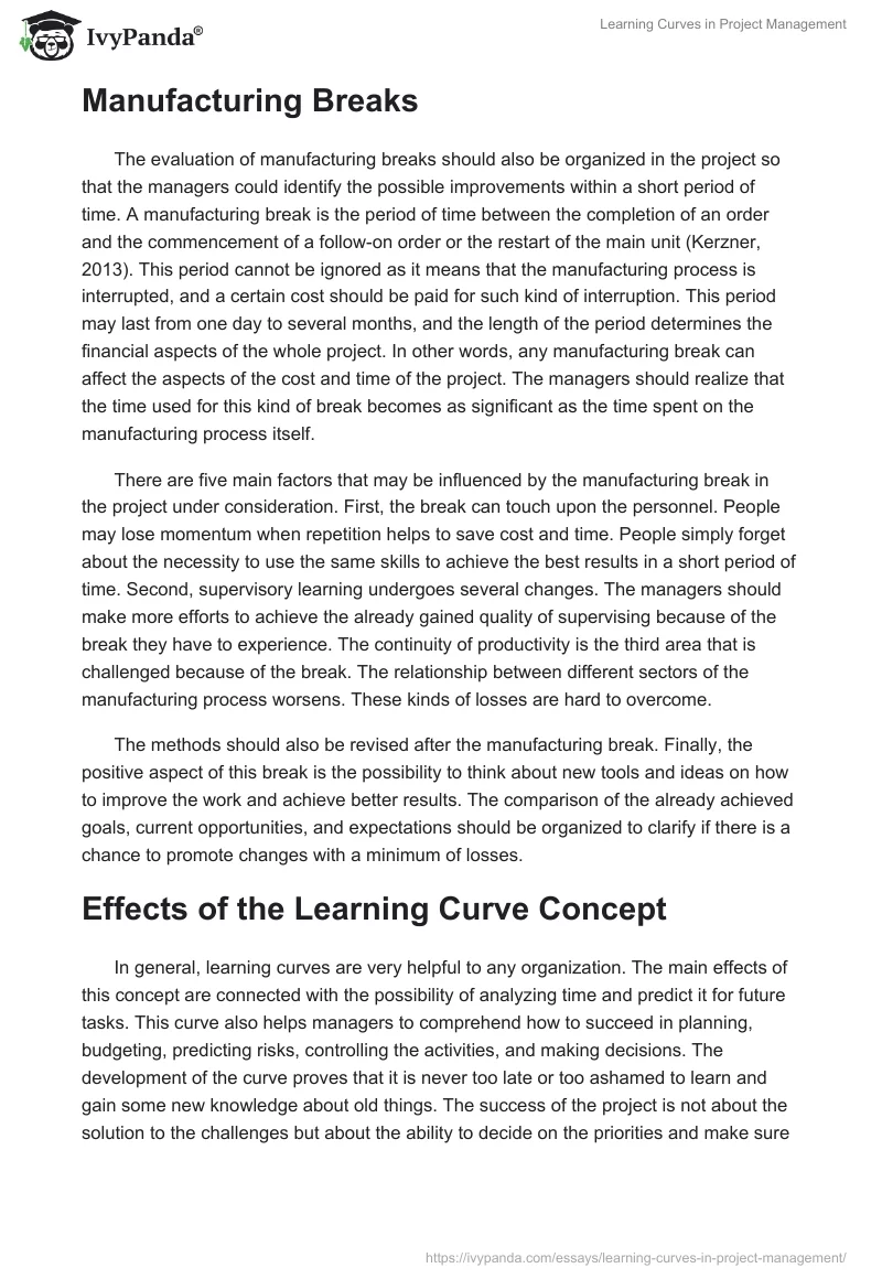 Learning Curves in Project Management. Page 4