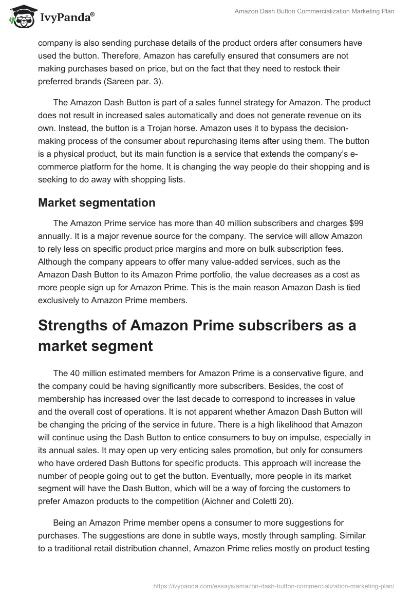 Amazon Dash Button Commercialization Marketing Plan. Page 4