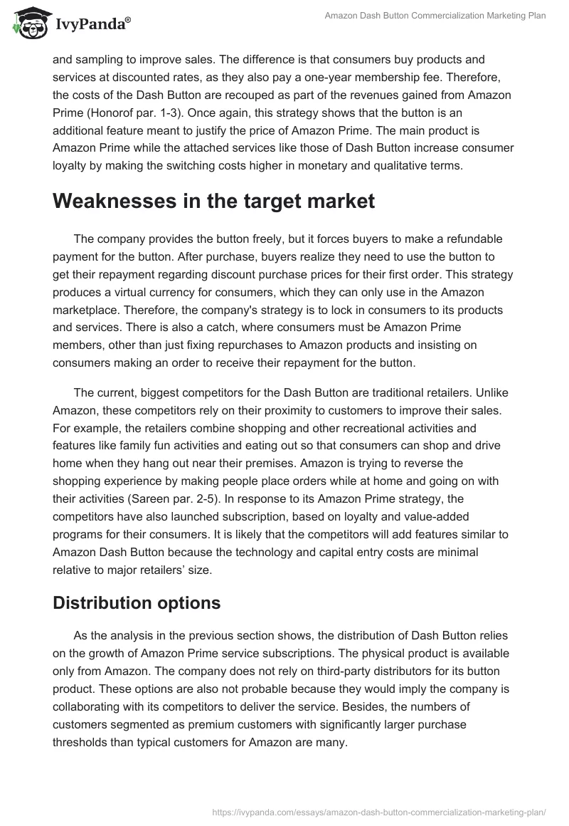 Amazon Dash Button Commercialization Marketing Plan. Page 5