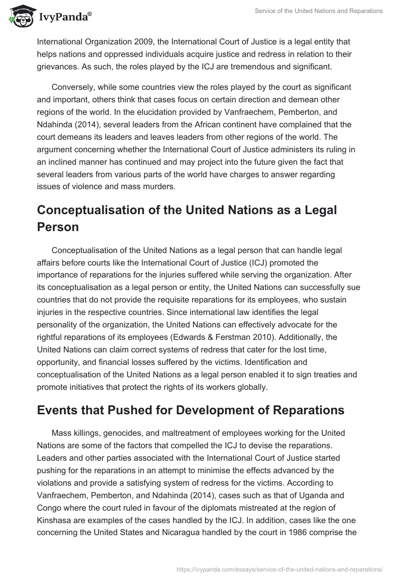 Service of the United Nations and Reparations. Page 2
