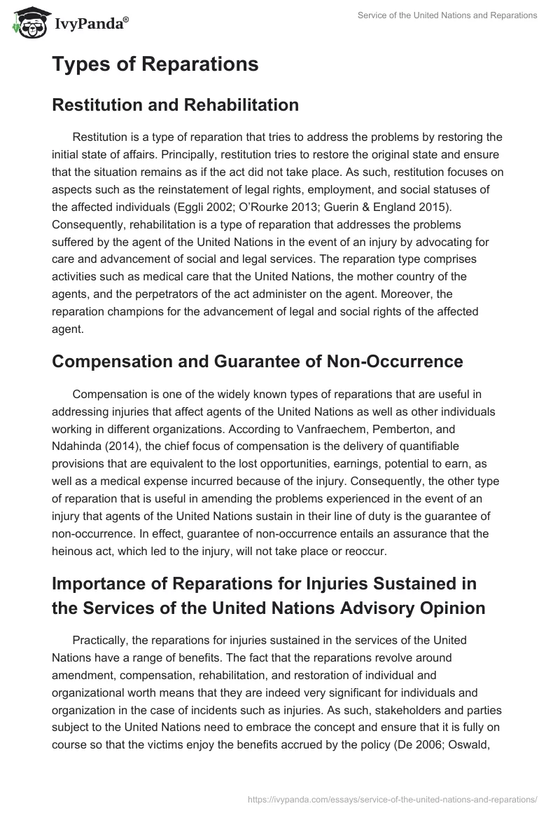Service of the United Nations and Reparations. Page 4