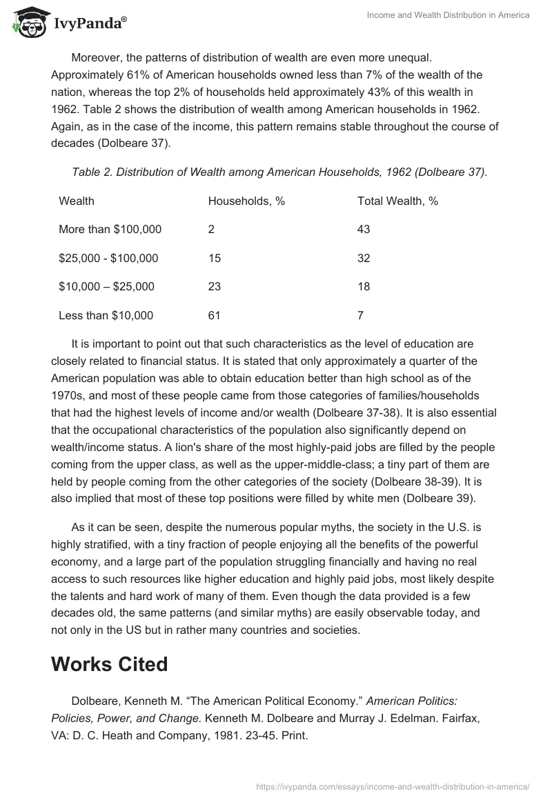 Income and Wealth Distribution in America. Page 2