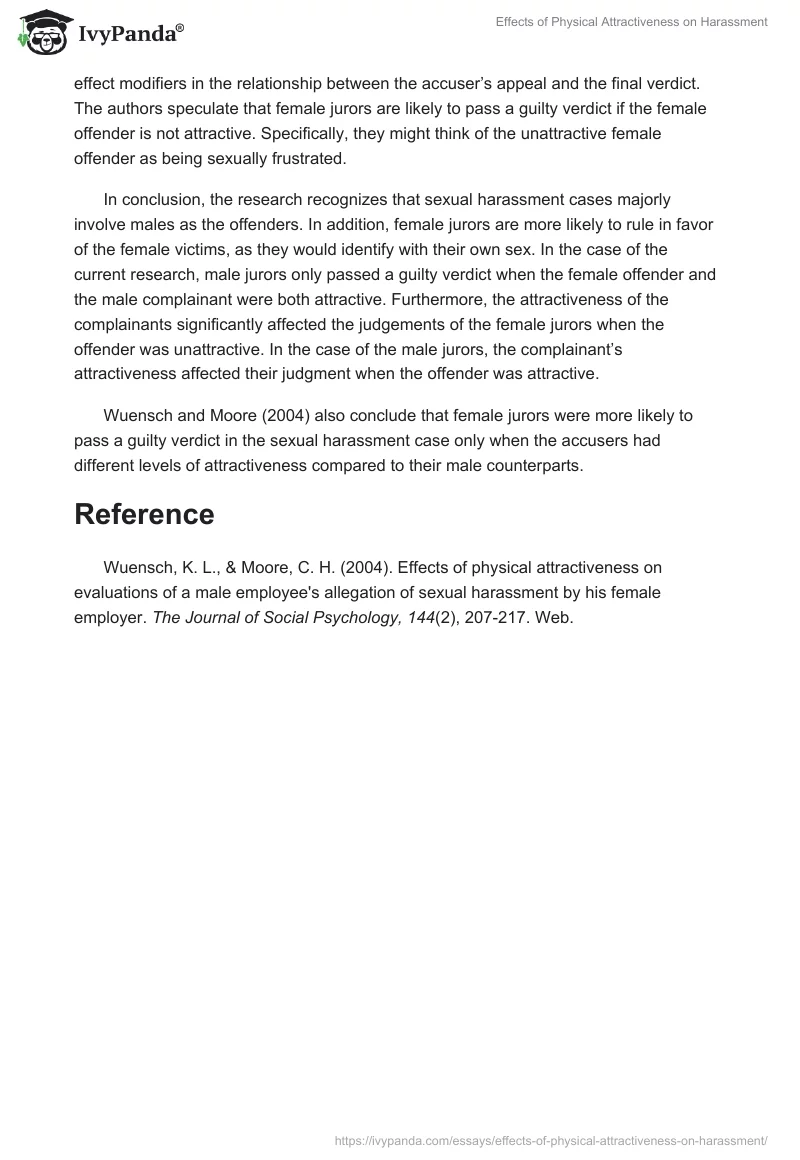 Effects of Physical Attractiveness on Harassment. Page 3
