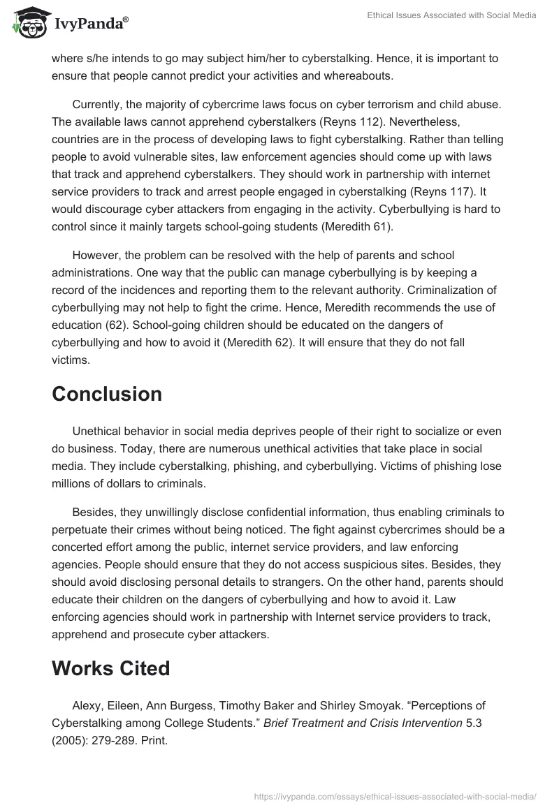 Ethical Issues Associated with Social Media. Page 4