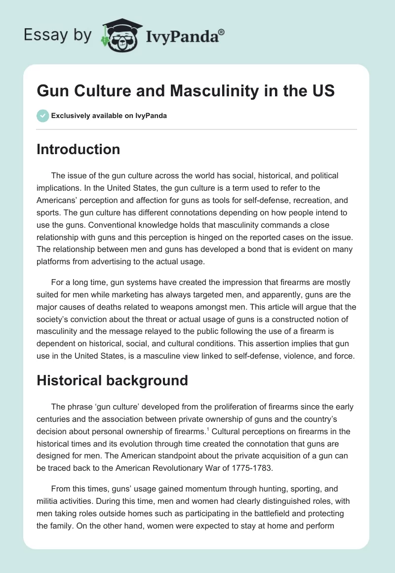 Gun Culture and Masculinity in the US. Page 1