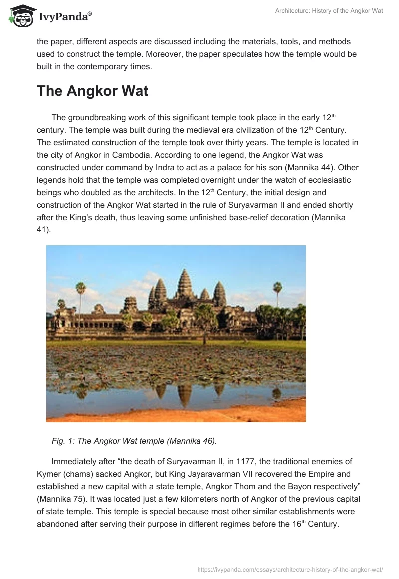 Architecture: History of the Angkor Wat. Page 2