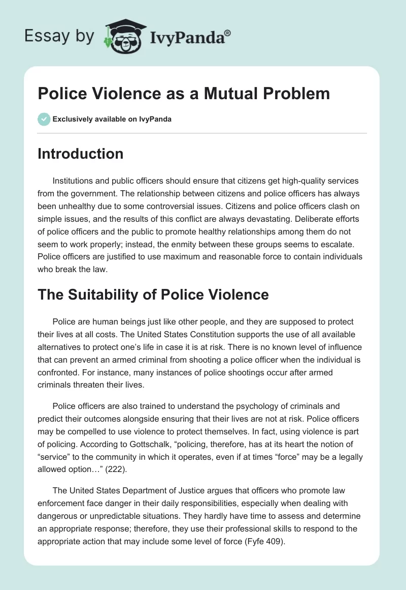 Police Violence as a Mutual Problem. Page 1