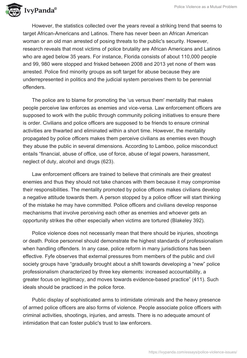 Police Violence as a Mutual Problem. Page 4