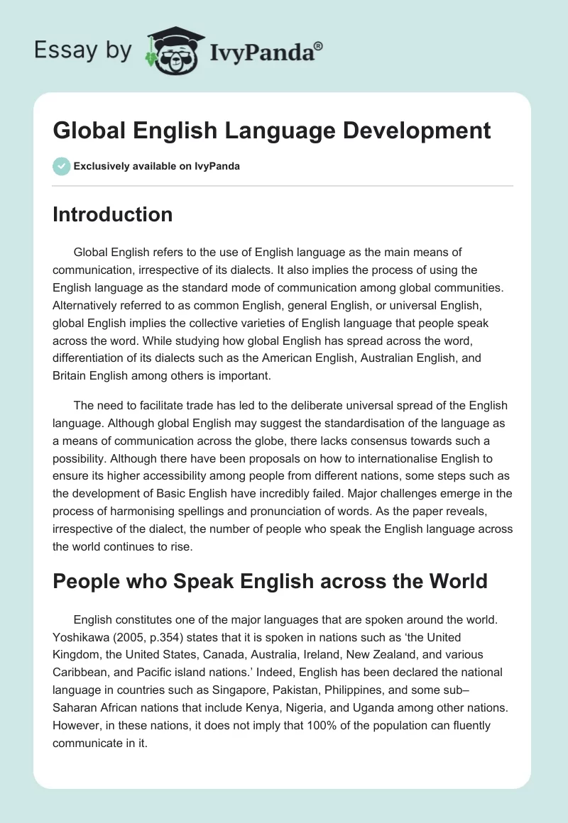 Global English Language Development. Page 1