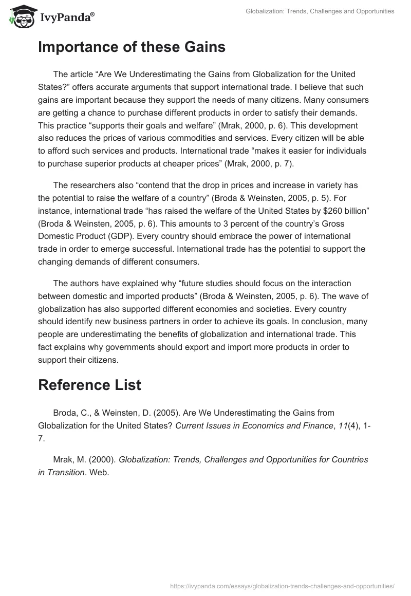 Globalization: Trends, Challenges and Opportunities. Page 2
