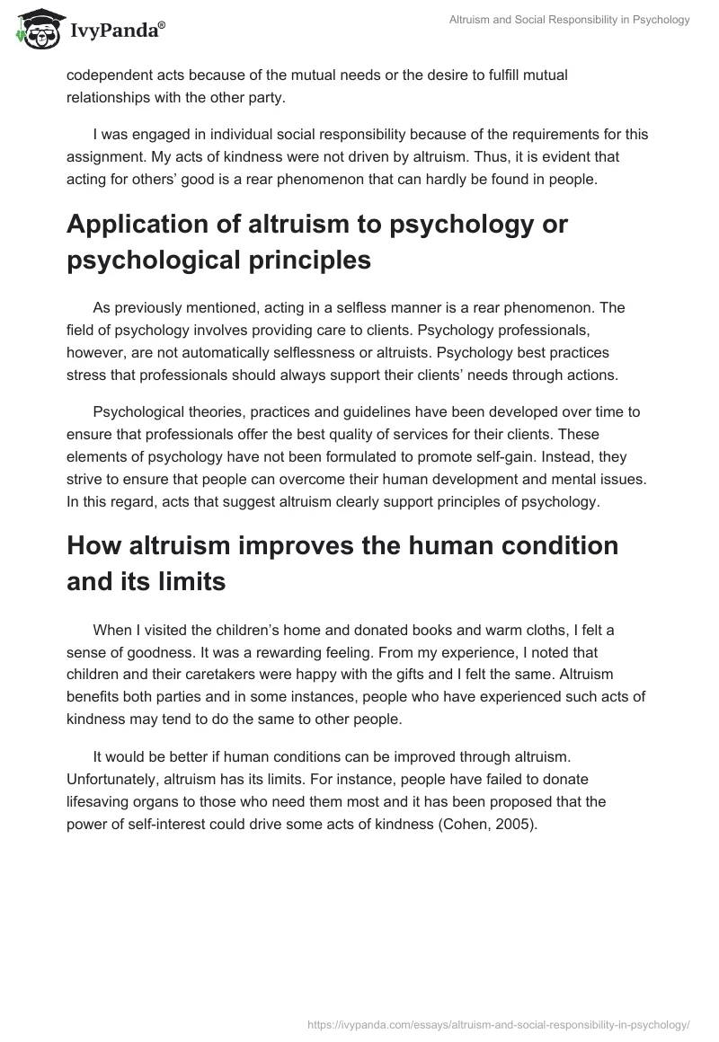 Altruism and Social Responsibility in Psychology. Page 2