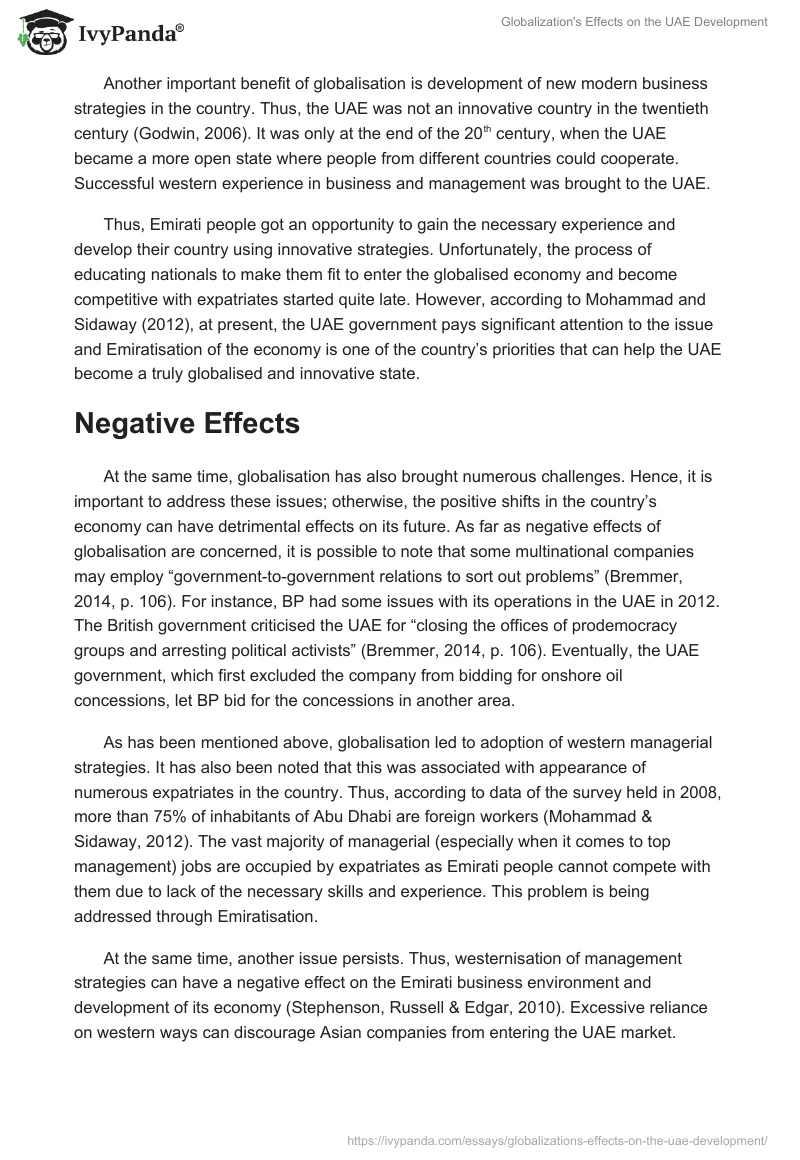 Globalization's Effects on the UAE Development. Page 2