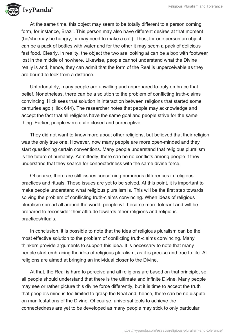 Religious Pluralism and Tolerance. Page 3
