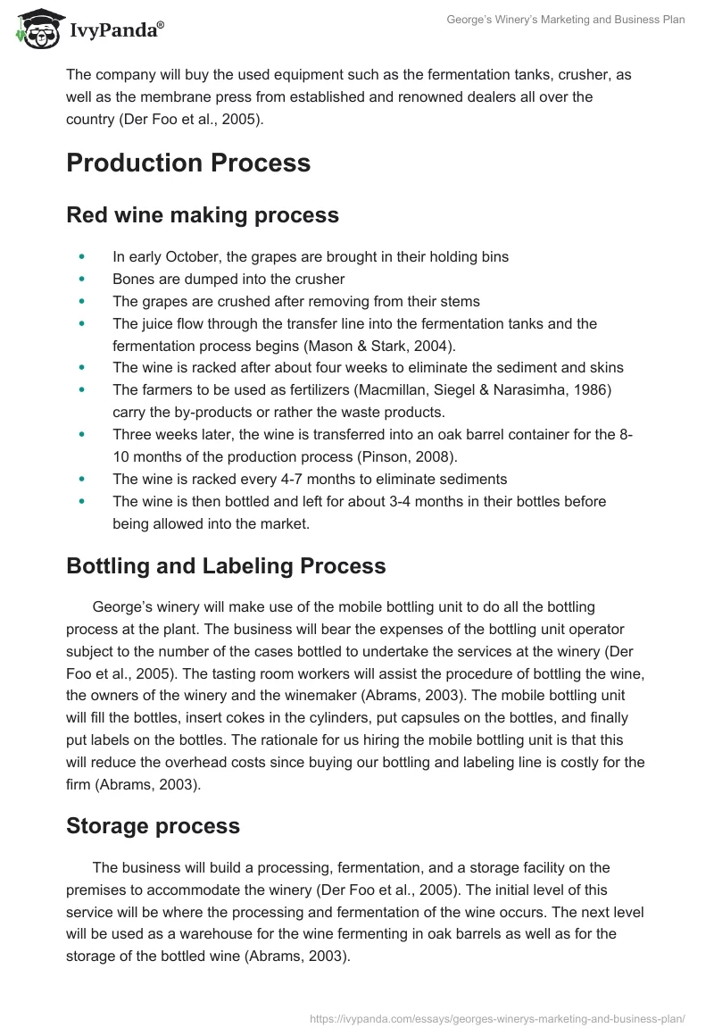 George’s Winery’s Marketing and Business Plan. Page 5
