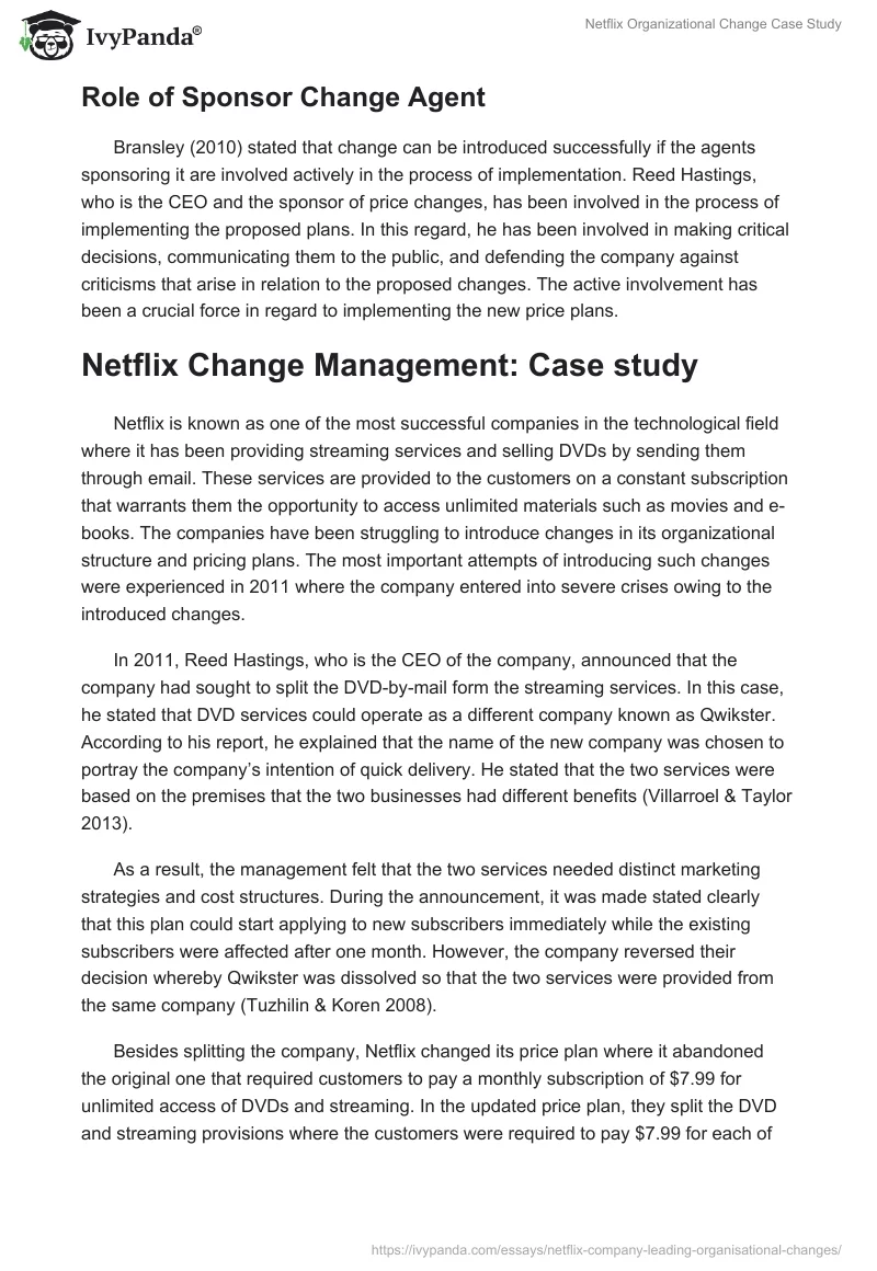 Netflix Organizational Change Case Study. Page 4
