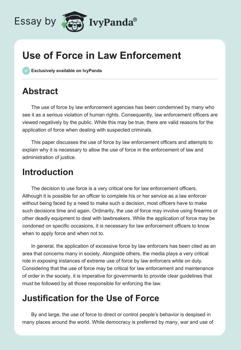 Use of Force in Law Enforcement. Page 1