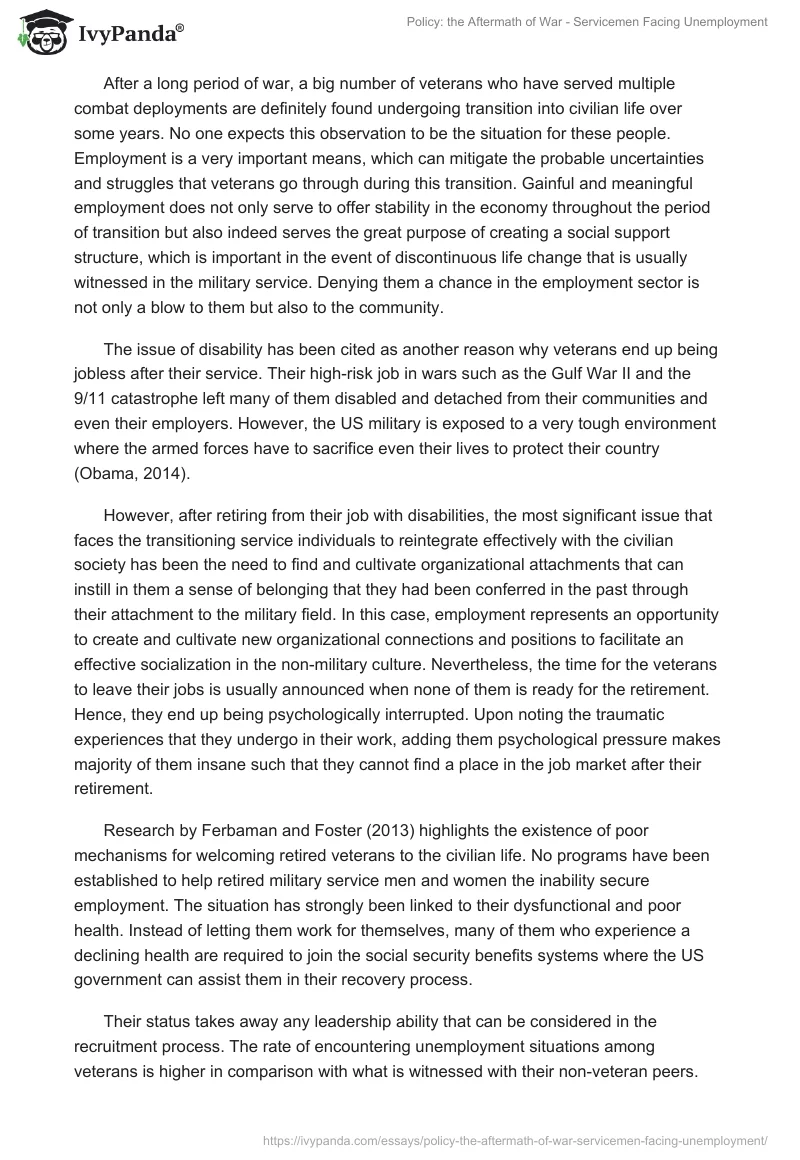 Policy: The Aftermath of War - Servicemen Facing Unemployment. Page 2