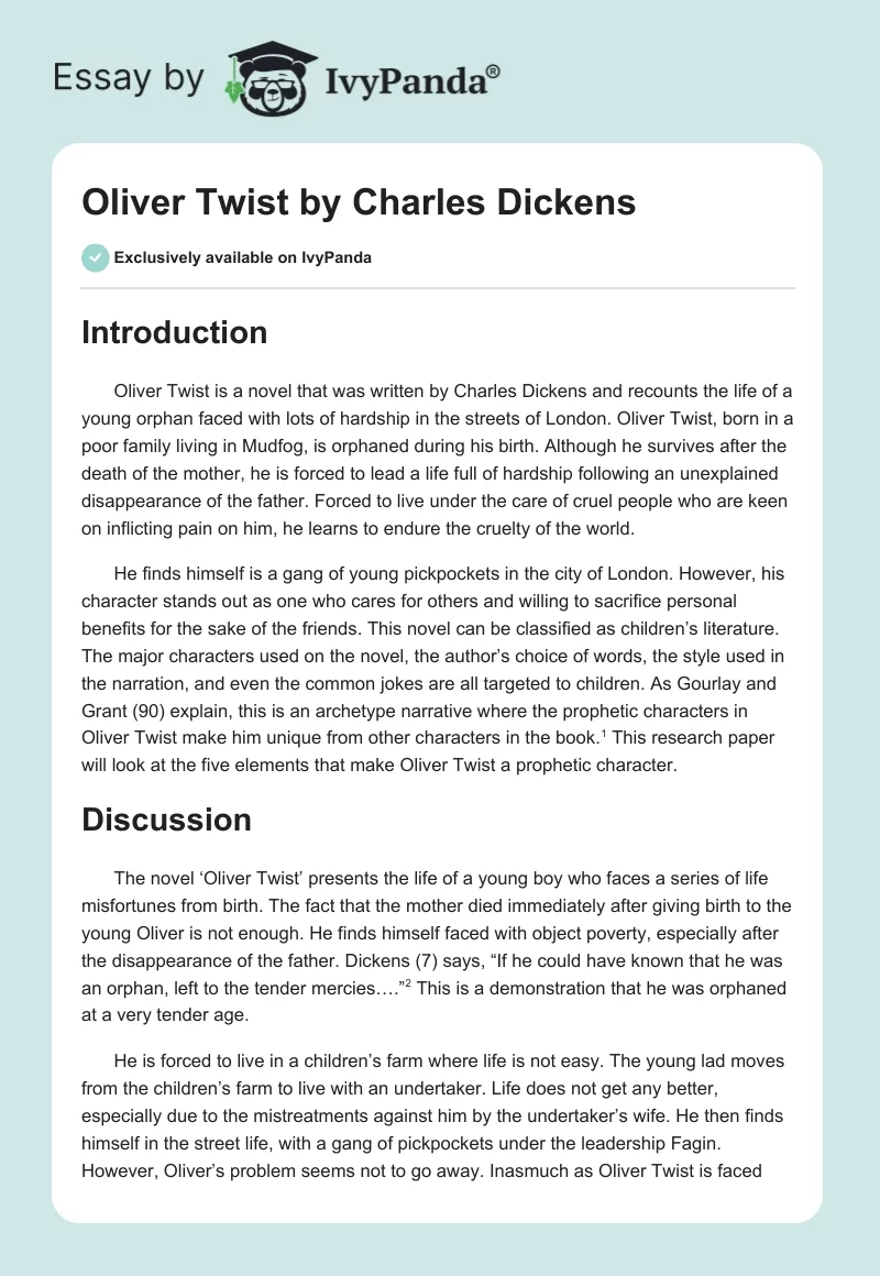 "Oliver Twist" by Charles Dickens. Page 1