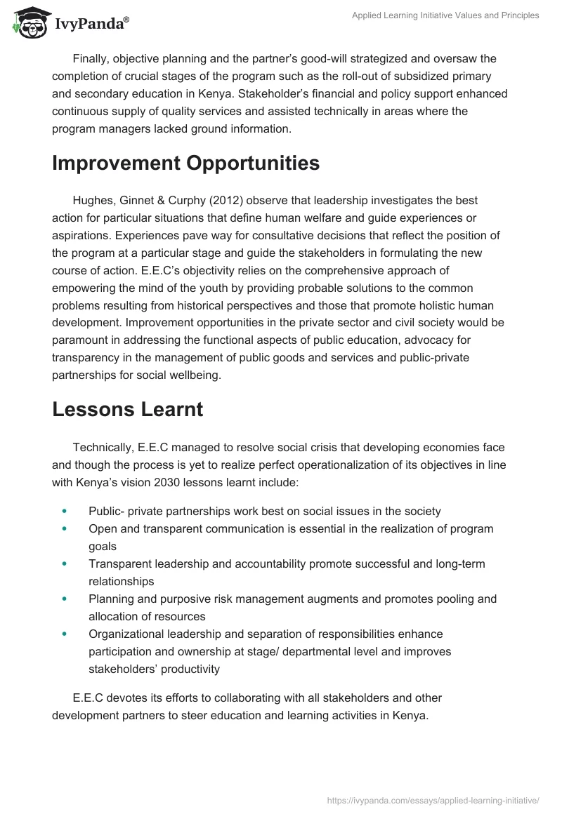 Applied Learning Initiative Values and Principles. Page 5