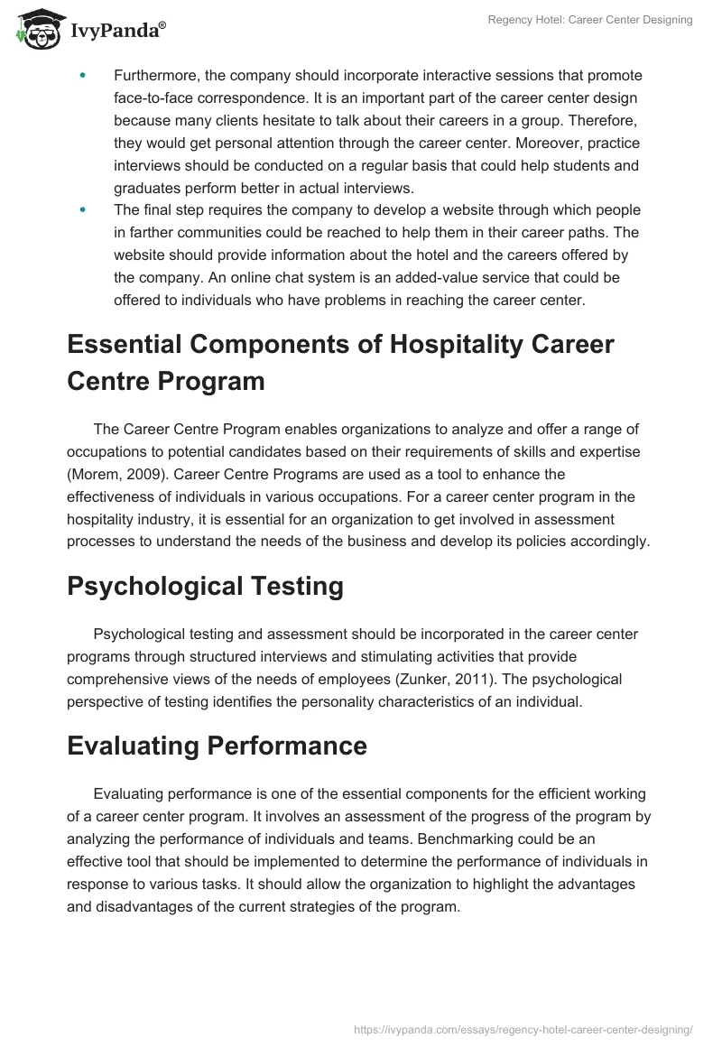 Regency Hotel: Career Center Designing. Page 3