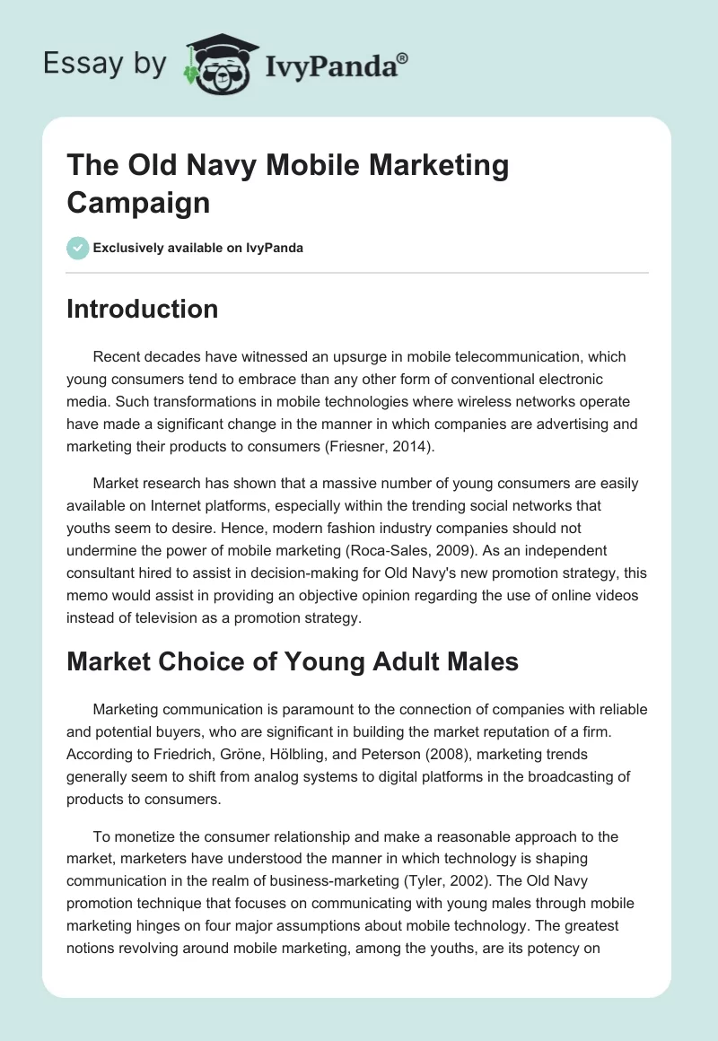 The Old Navy Mobile Marketing Campaign. Page 1